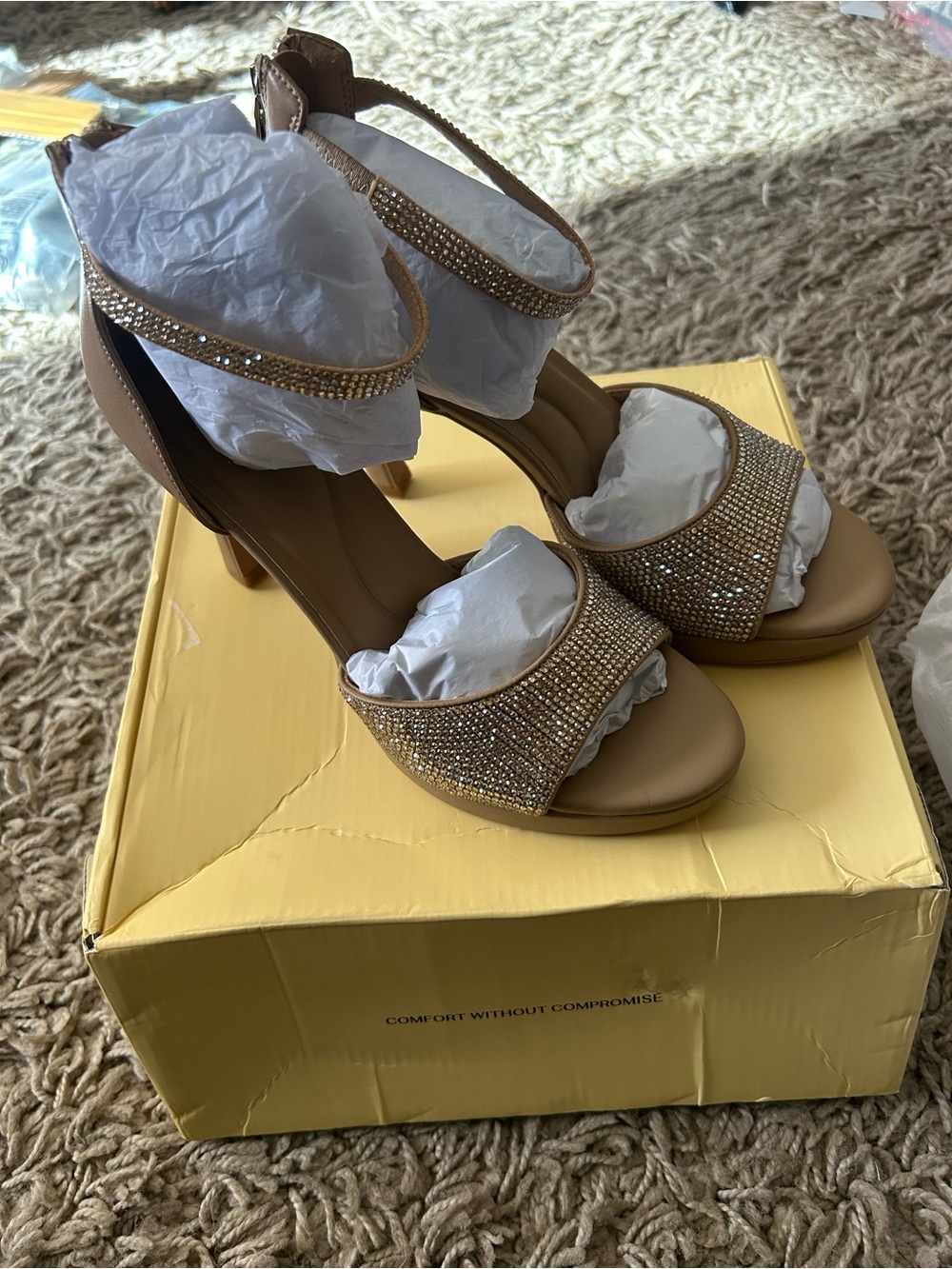 Cosy Island- Embellished Tan Women's Dress Heels